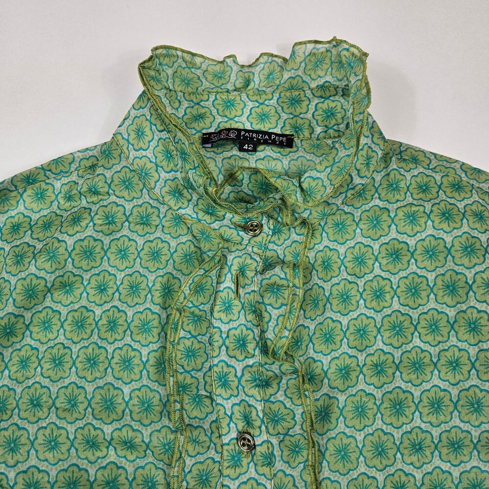 Euro Patrizia Pepe Cotton Long-Sleeved Top Semi Sheer - Size Small - Picture 4 of 6